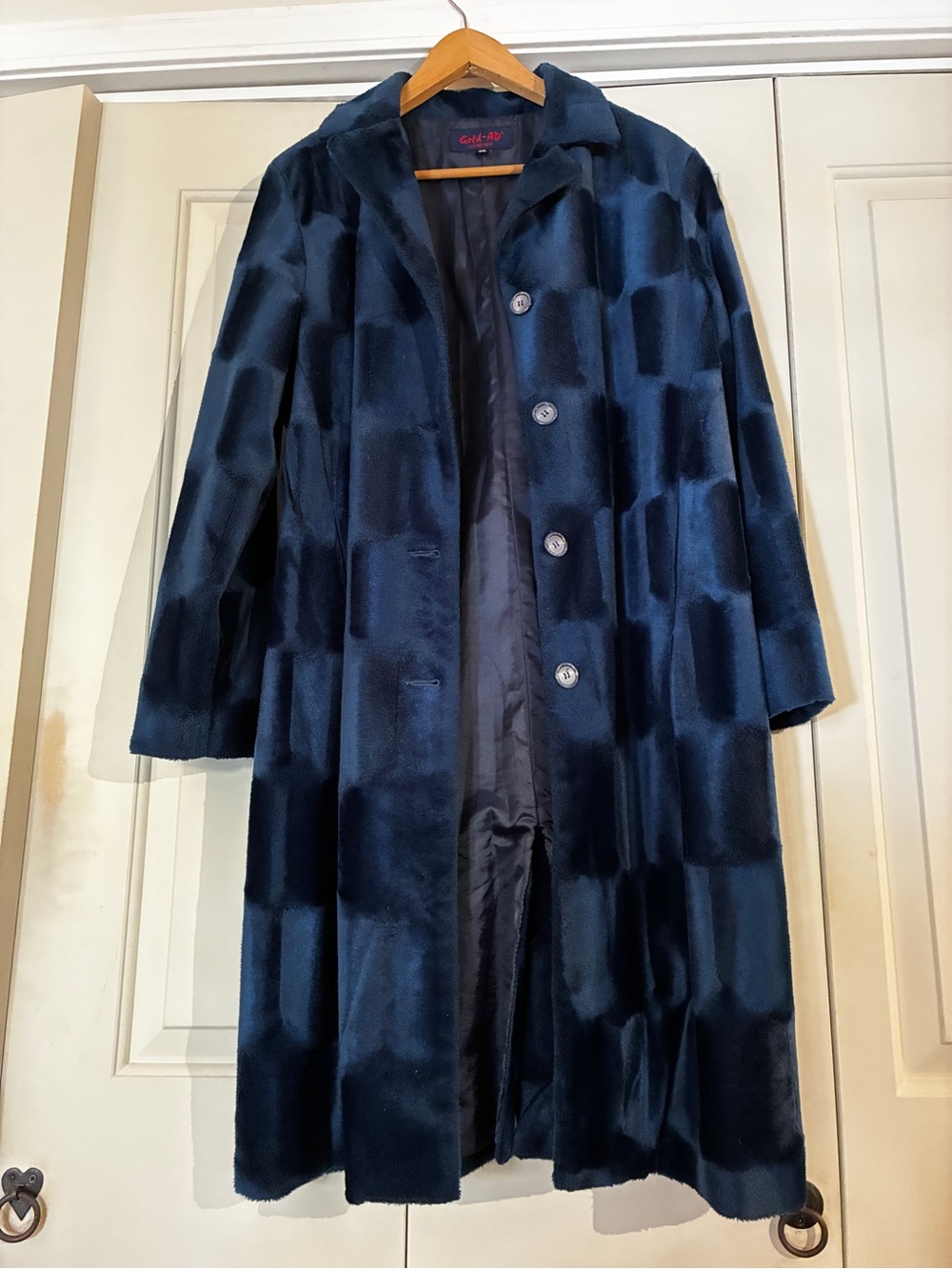 Vintage Navy Faux Fur Trench Coat